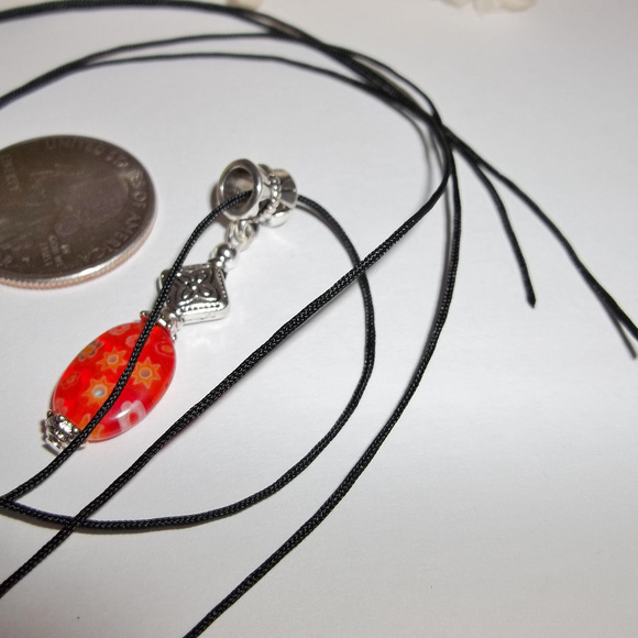 Orange Glass Flower Necklace Adjustable NWT 4852 - Picture 5 of 9